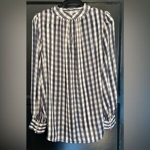 H&M blue and cream gingham blouse. Size L